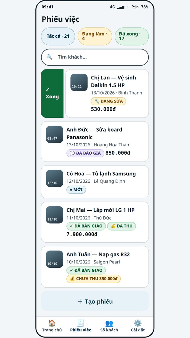 Sổ Thợ Điện Lạnh screenshot 2